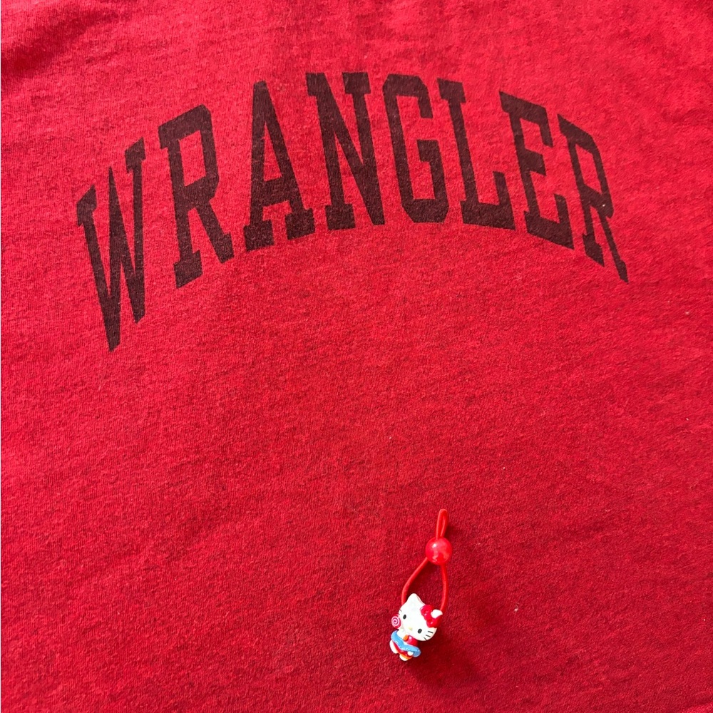 Wrangler Plus Cropped Boxy Logo Tee In Red Wrangler Tee Shorts
